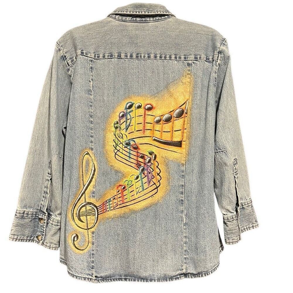Panic! At the Disco Custom Painted Denim Button Shirt Women’s Large